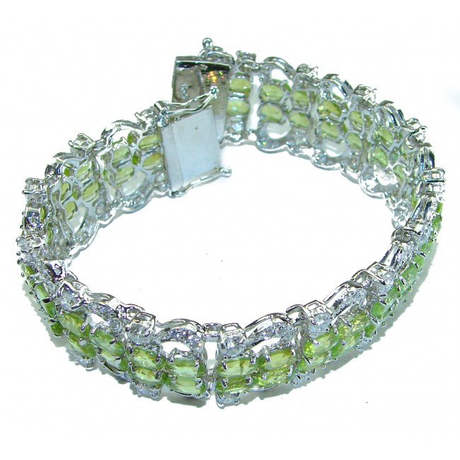 Melissa - Masterpiece 61.2 carat genuine Peridot .925 Sterling Silver handmade Statement Bracelet