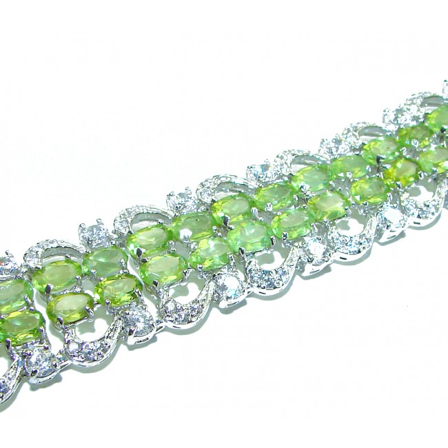 Melissa - Masterpiece 61.2 carat genuine Peridot .925 Sterling Silver handmade Statement Bracelet