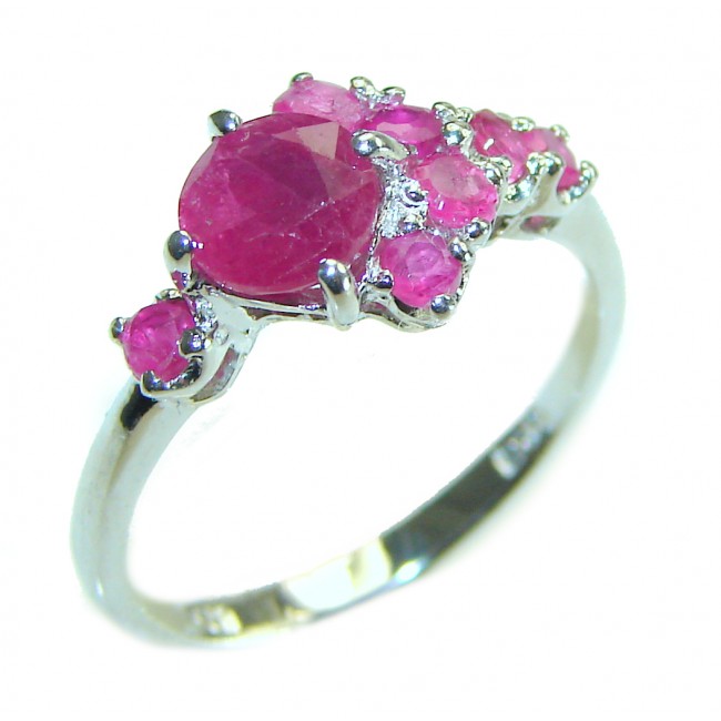 Authentic 5.3 carat Ruby Emerald .925 Sterling Silver handmade Cocktail Ring s. 7 1/4