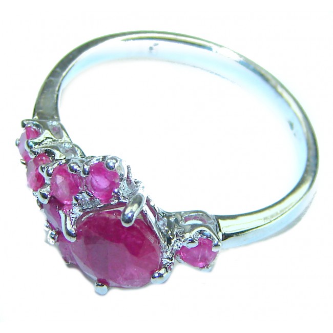 Authentic 5.3 carat Ruby Emerald .925 Sterling Silver handmade Cocktail Ring s. 7 1/4