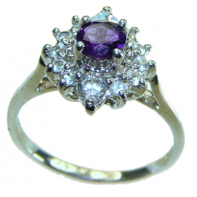 Purple Beauty 1.8 carat Amethyst .925 Sterling Silver Handcrafted Ring size 7 3/4