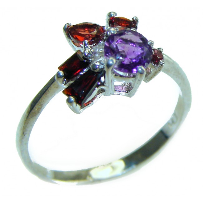 Authentic 2.2 carat Amethyst .925 Sterling Silver handmade Cocktail Ring s. 5