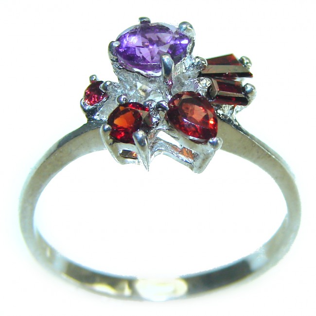 Authentic 2.2 carat Amethyst .925 Sterling Silver handmade Cocktail Ring s. 5