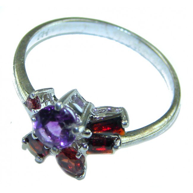 Authentic 2.2 carat Amethyst .925 Sterling Silver handmade Cocktail Ring s. 5