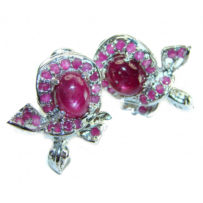 Scarlet Starlight Authentic Star Ruby .925 Sterling Silver handcrafted Statement earrings