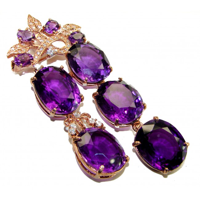 Vintage Design 115.5 carat Amethyst 18K Gold over .925 Sterling Silver handcrafted Pendant & Brooch