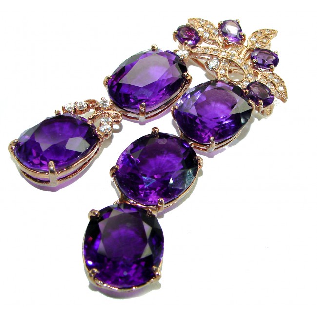 Vintage Design 115.5 carat Amethyst 18K Gold over .925 Sterling Silver handcrafted Pendant & Brooch