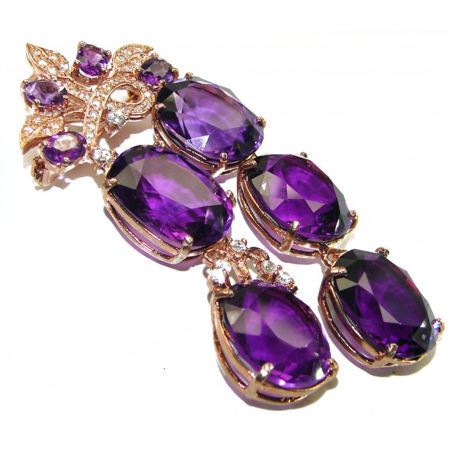 Vintage Design 115.5 carat Amethyst 18K Gold over .925 Sterling Silver handcrafted Pendant & Brooch