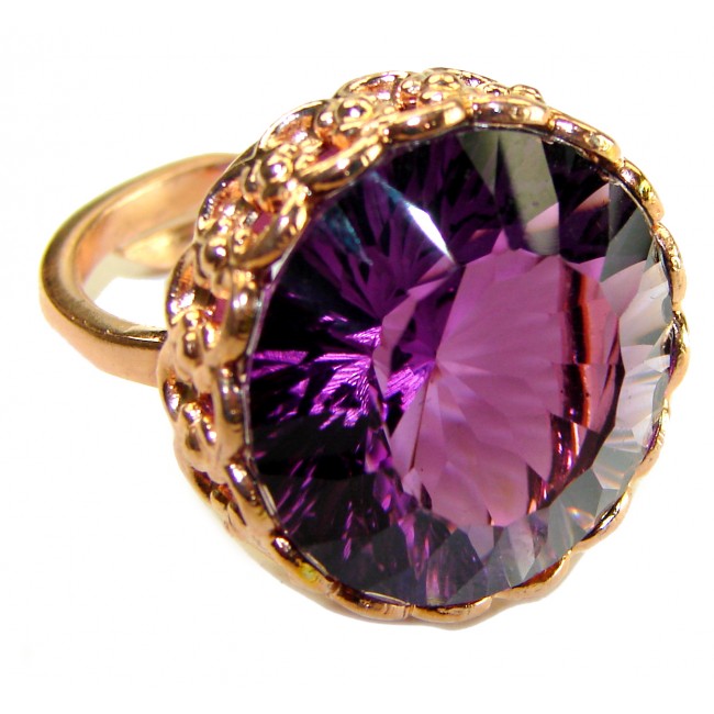 Dramatic design 15.8 carat Amethyst 14K Gold over .925 Sterling Silver Handcrafted Ring size 8 adjustable