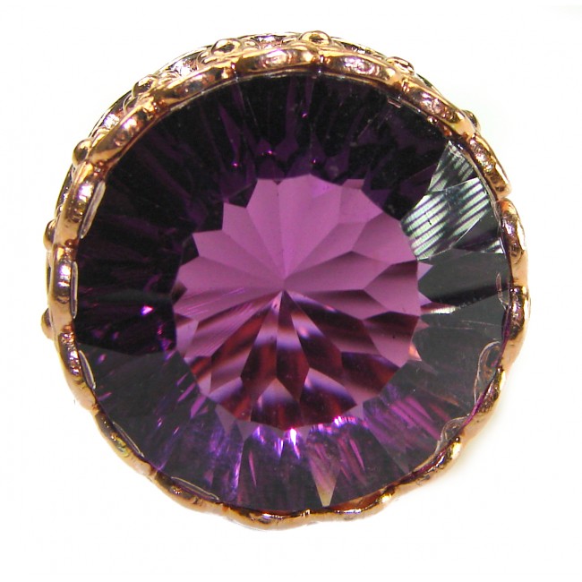 Dramatic design 15.8 carat Amethyst 14K Gold over .925 Sterling Silver Handcrafted Ring size 8 adjustable