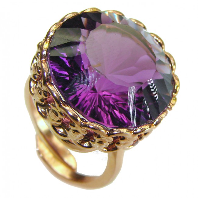 Dramatic design 15.8 carat Amethyst 14K Gold over .925 Sterling Silver Handcrafted Ring size 8 adjustable