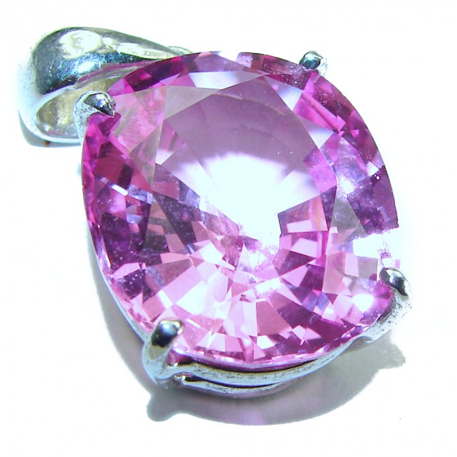 Magnificent Blooming Orchid 15.5 carat Pink Sapphire .925 Sterling Silver handcrafted pendant