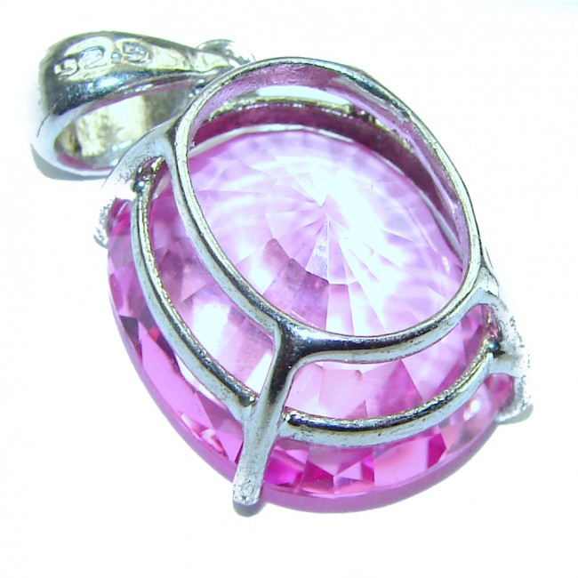 Magnificent Blooming Orchid 15.5 carat Pink Sapphire .925 Sterling Silver handcrafted pendant