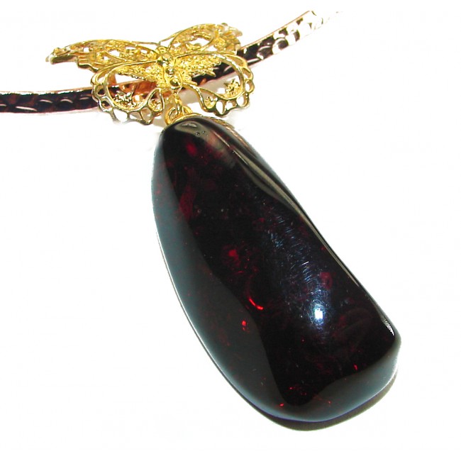 Golden Buttefly Natural Beauty Golden Polish Amber .925 Sterling Silver handmade necklace