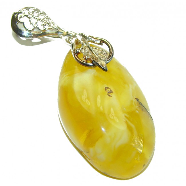 Authentic Baltic Amber .925 Sterling Silver handmade Pendant