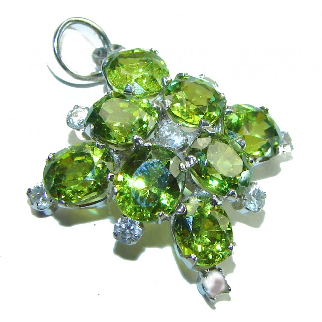 Bianca - Authentic 11.1 carat Peridot .925 Sterling Silver handmade Pendant