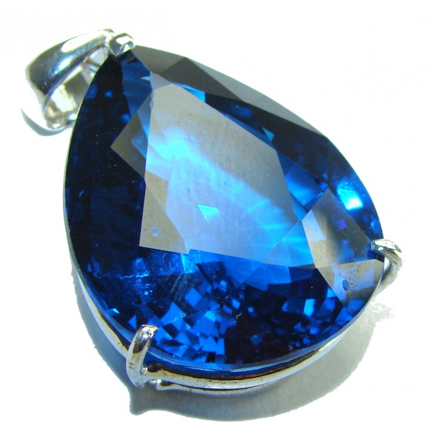 Enchanted Ocean drop 26.5 carat London Blue Topaz .925 Sterling Silver handmade Pendant