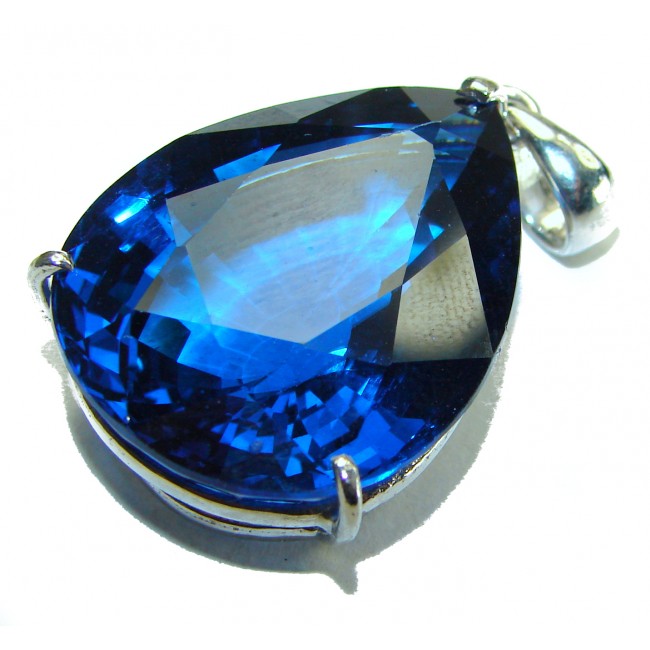 Enchanted Ocean drop 26.5 carat London Blue Topaz .925 Sterling Silver handmade Pendant