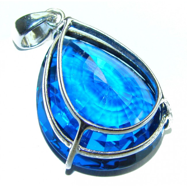 Enchanted Ocean drop 26.5 carat London Blue Topaz .925 Sterling Silver handmade Pendant