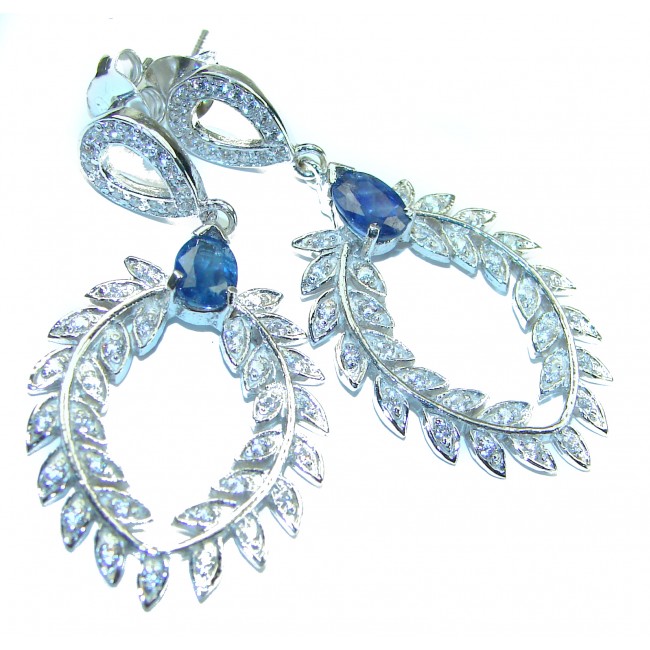 Born to Glam authentic 2.5 carat Sapphire .925 Sterling Silver handcrafted earrings