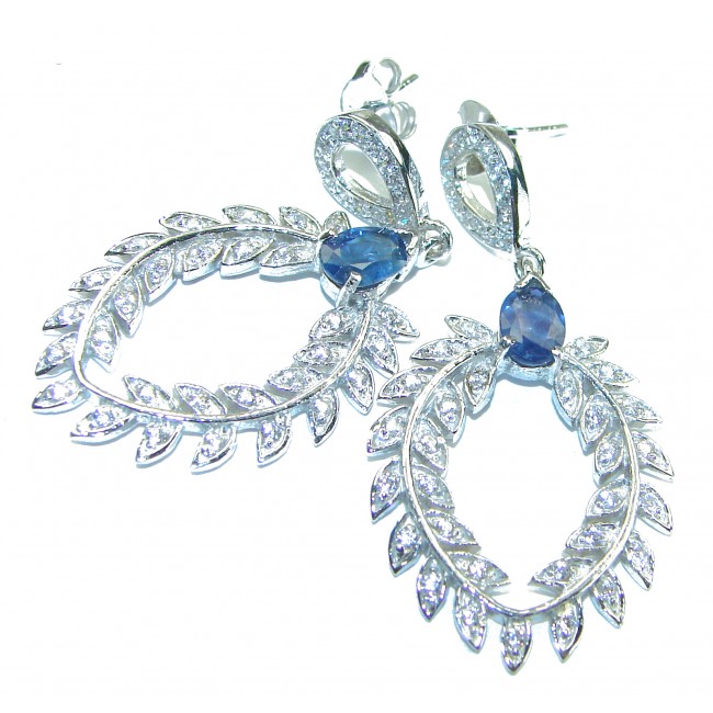 Born to Glam authentic 2.5 carat Sapphire .925 Sterling Silver handcrafted earrings