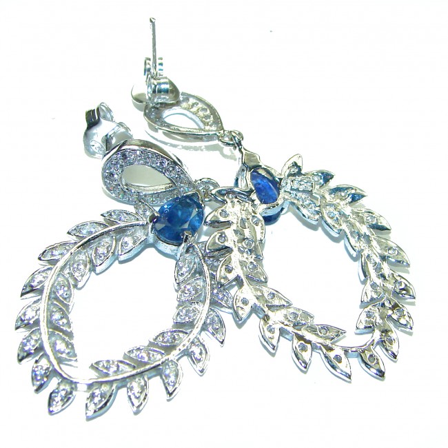 Born to Glam authentic 2.5 carat Sapphire .925 Sterling Silver handcrafted earrings