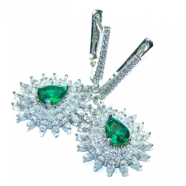 Timless Treasure 2.1 carat Emerald .925 Sterling Silver handcrafted Earrings