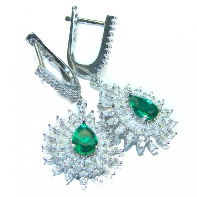 Timless Treasure 2.1 carat Emerald .925 Sterling Silver handcrafted Earrings