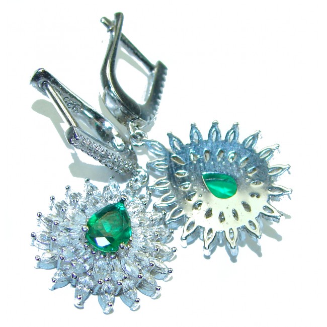 Timless Treasure 2.1 carat Emerald .925 Sterling Silver handcrafted Earrings