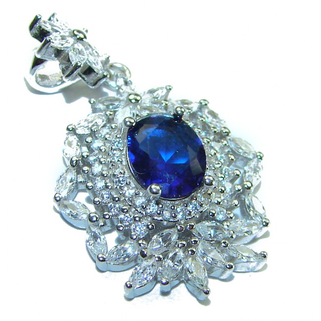 Elizabeth - Luxurious 4.2 carat Blue Sapphire .925 Sterling Silver handcrafted pendant