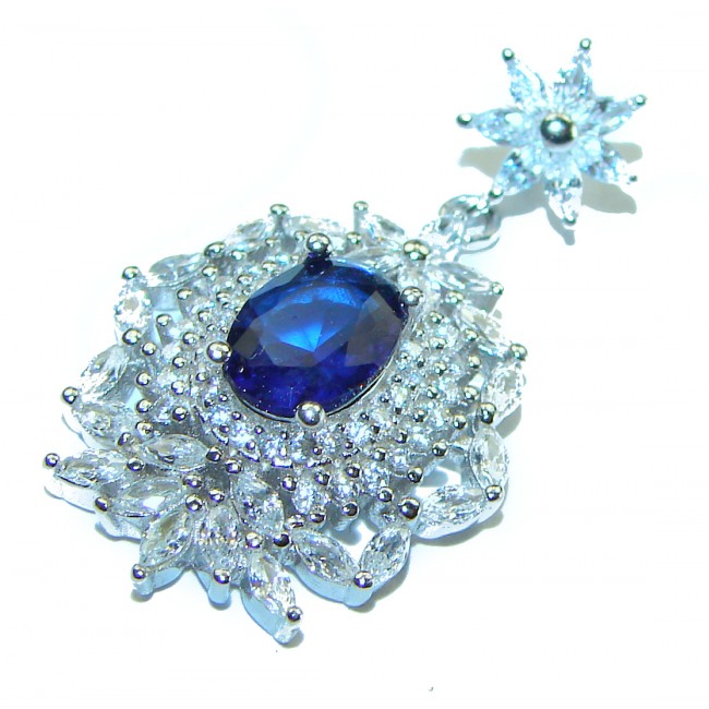 Elizabeth - Luxurious 4.2 carat Blue Sapphire .925 Sterling Silver handcrafted pendant