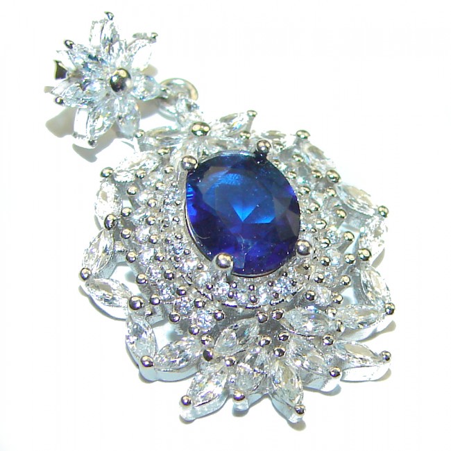 Elizabeth - Luxurious 4.2 carat Blue Sapphire .925 Sterling Silver handcrafted pendant