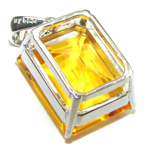 Golden Rays authentic 10.2 carat Golden Topaz .925 Sterling Silver handcrafted pendant