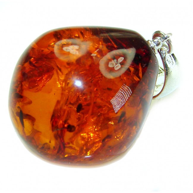 Honay Drop authentic Baltic Amber .925 Sterling Silver handmade Pendant