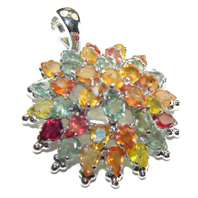 Authentic MULTICOLOR Sapphire .925 Silver handcrafted Statement pendant