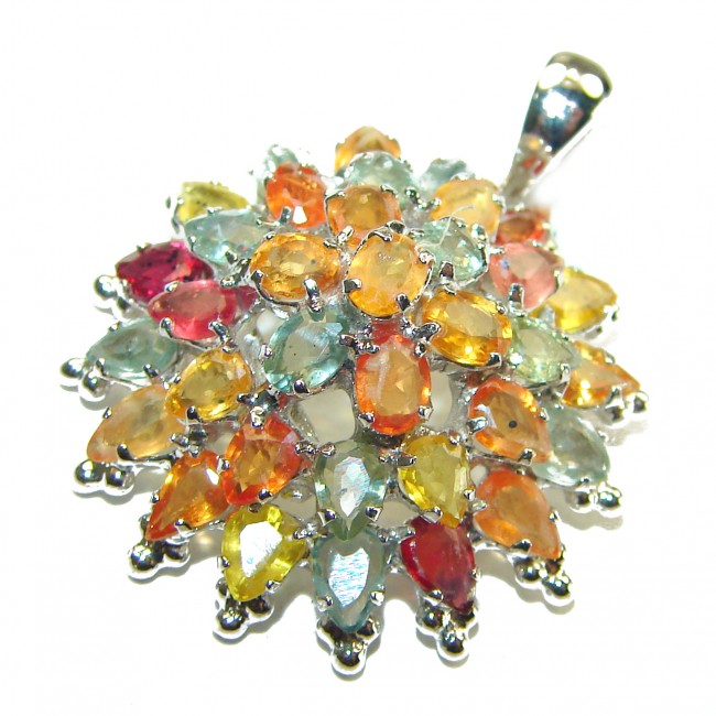 Authentic MULTICOLOR Sapphire .925 Silver handcrafted Statement pendant