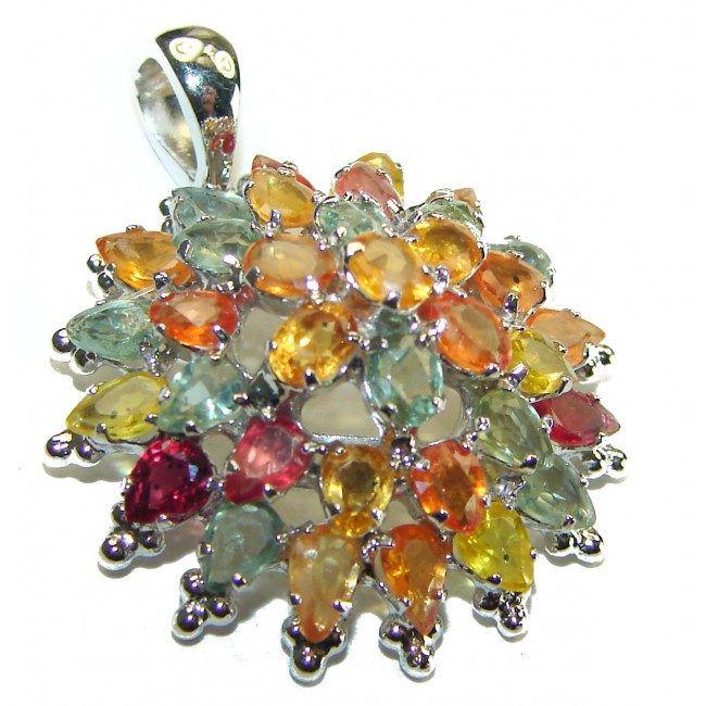 Authentic MULTICOLOR Sapphire .925 Silver handcrafted Statement pendant