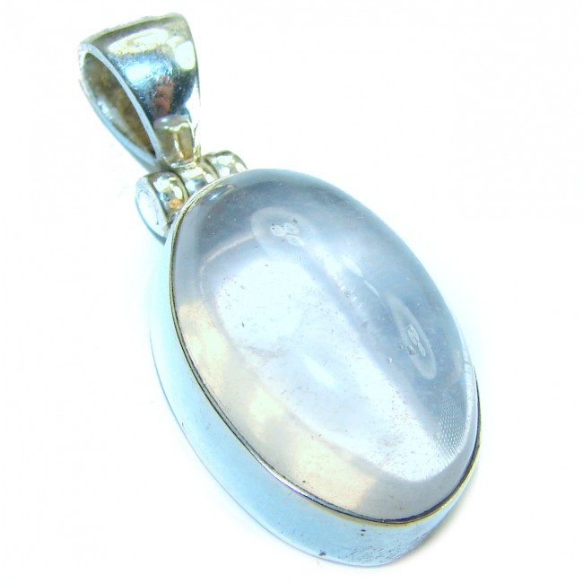 Simplicity 10.5 CARAT Rose Quartz .925 Sterling Silver handmade Pendant