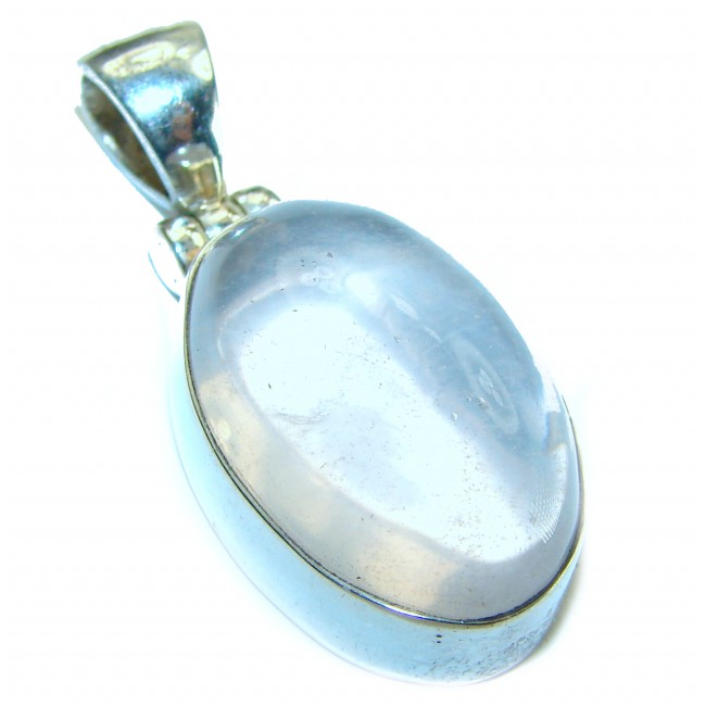 Simplicity 10.5 CARAT Rose Quartz .925 Sterling Silver handmade Pendant