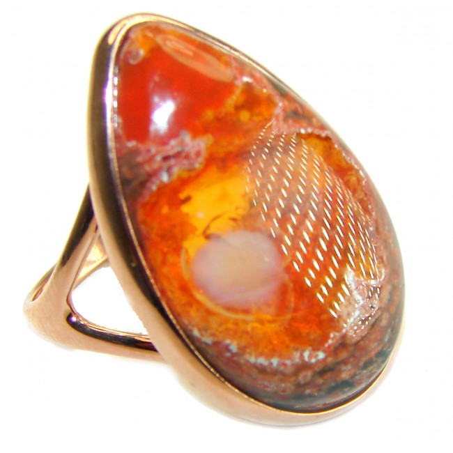 Queen of Fire best quality 22.4 carat Mexican Opal 14K Gold over .925 Sterling Silver handmade ring 8