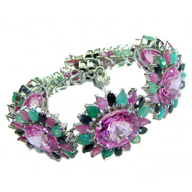 Julietta - Luxurious 130.4 carat Light Pink Sapphire .925 Sterling Silver handcrafted Bracelet