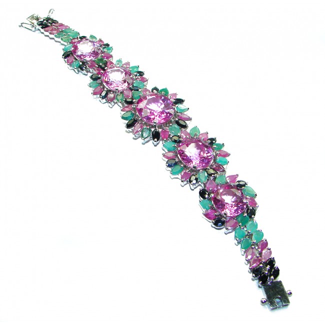 Julietta - Luxurious 130.4 carat Light Pink Sapphire .925 Sterling Silver handcrafted Bracelet