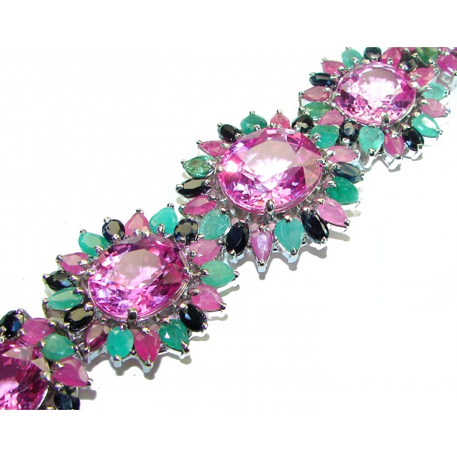 Julietta - Luxurious 130.4 carat Light Pink Sapphire .925 Sterling Silver handcrafted Bracelet