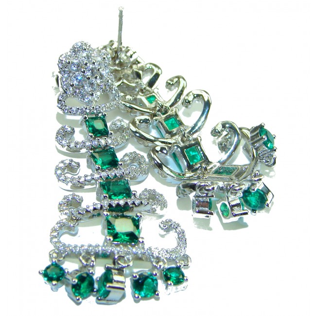 Allure Natural 11.5 carat Emerald .925 Sterling Silver handcrafted earrings