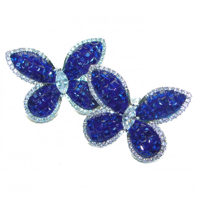 Magnificent Jewel Sapphire Butterflies .925 Sterling Silver handcrafted incredible earrings