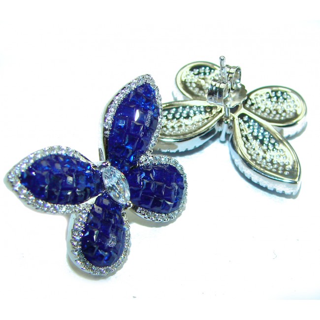 Magnificent Jewel Sapphire Butterflies .925 Sterling Silver handcrafted incredible earrings