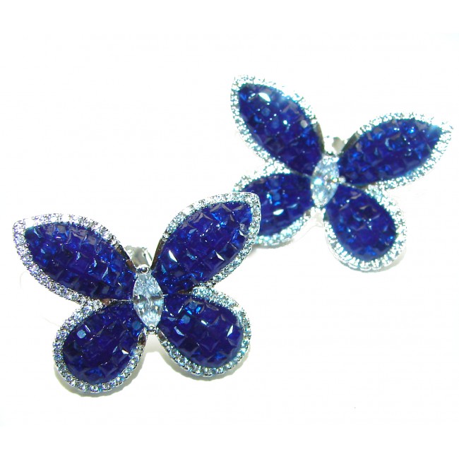 Magnificent Jewel Sapphire Butterflies .925 Sterling Silver handcrafted incredible earrings