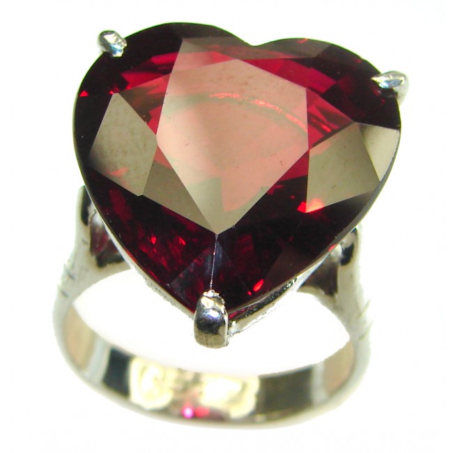 Velvet Heart Red Topaz 22.5 carat .925 Silver handcrafted Cocktail Ring s. 8 1/2