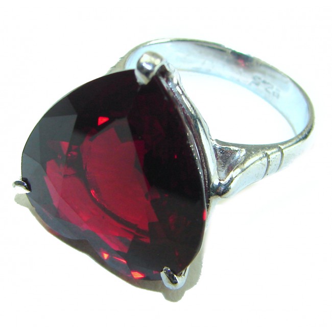 Velvet Heart Red Topaz 22.5 carat .925 Silver handcrafted Cocktail Ring s. 8 1/2