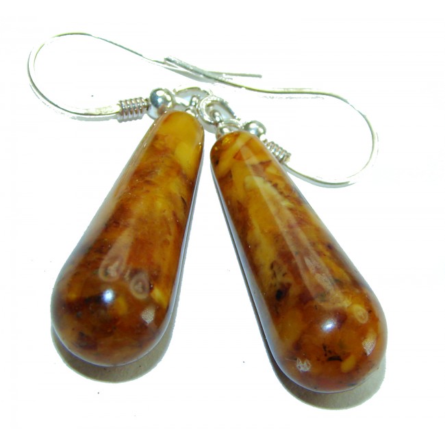 Golden Drops Baltic Polish Amber .925 Sterling Silver earrings